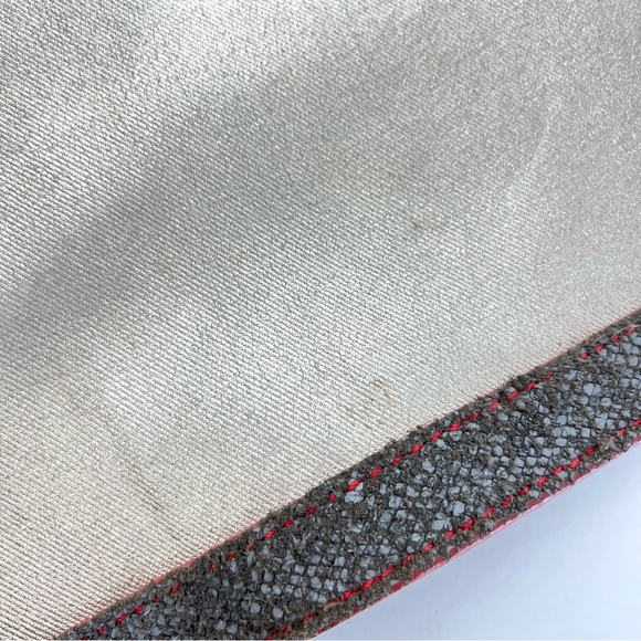 LIEBESKIND Berlin Gray Snake Print Leather Red Stitching Flap Shoulder Bag Tote - Picture 13 of 16